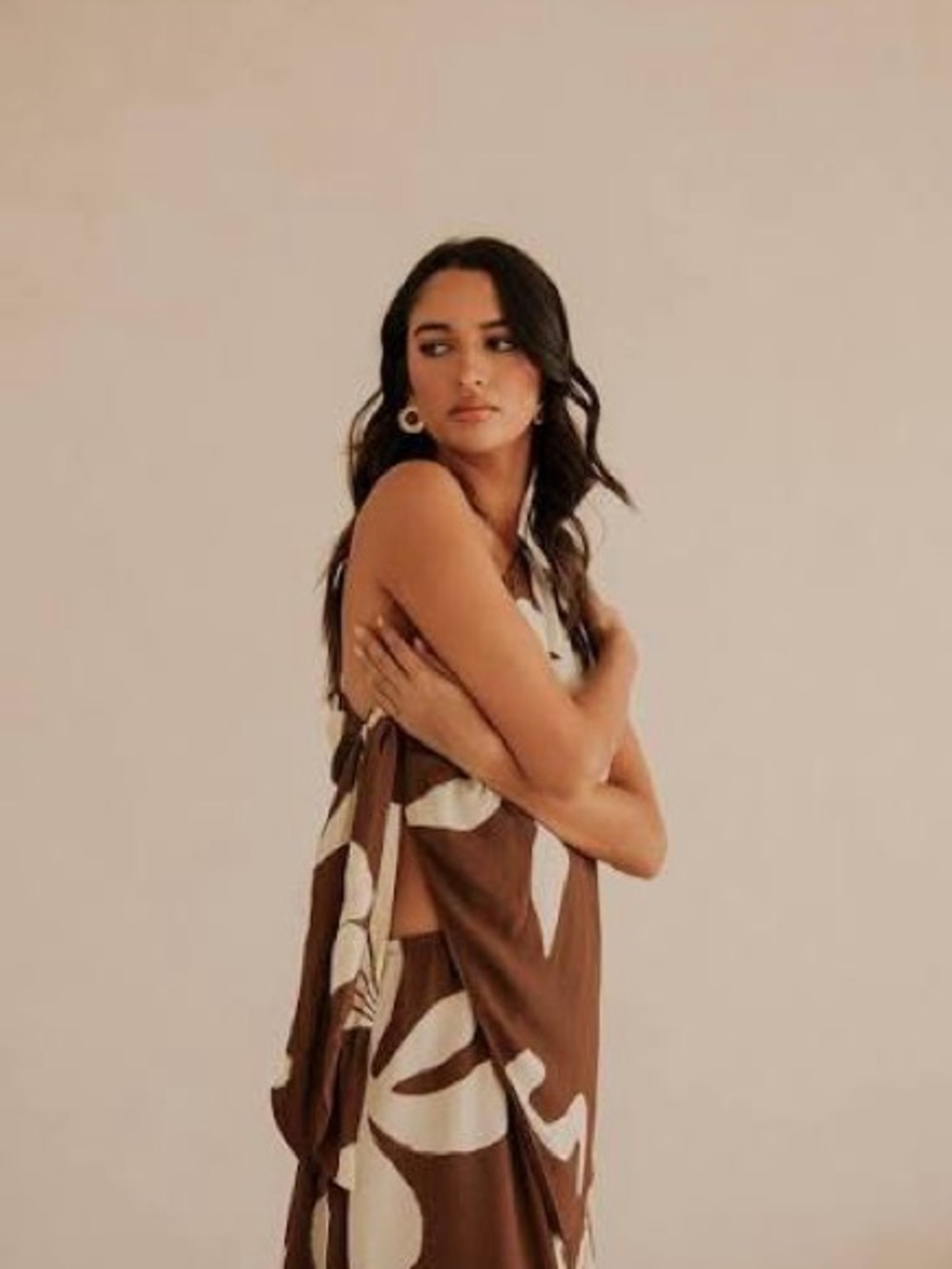 SABO Lessi Dress Galene Brown Size 2 Vacation Tropical Maxi Dress NWT - Picture 2 of 12